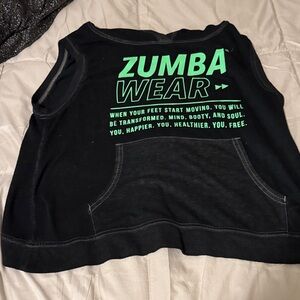 Zumba Fitness Black Crop Top with Green Print